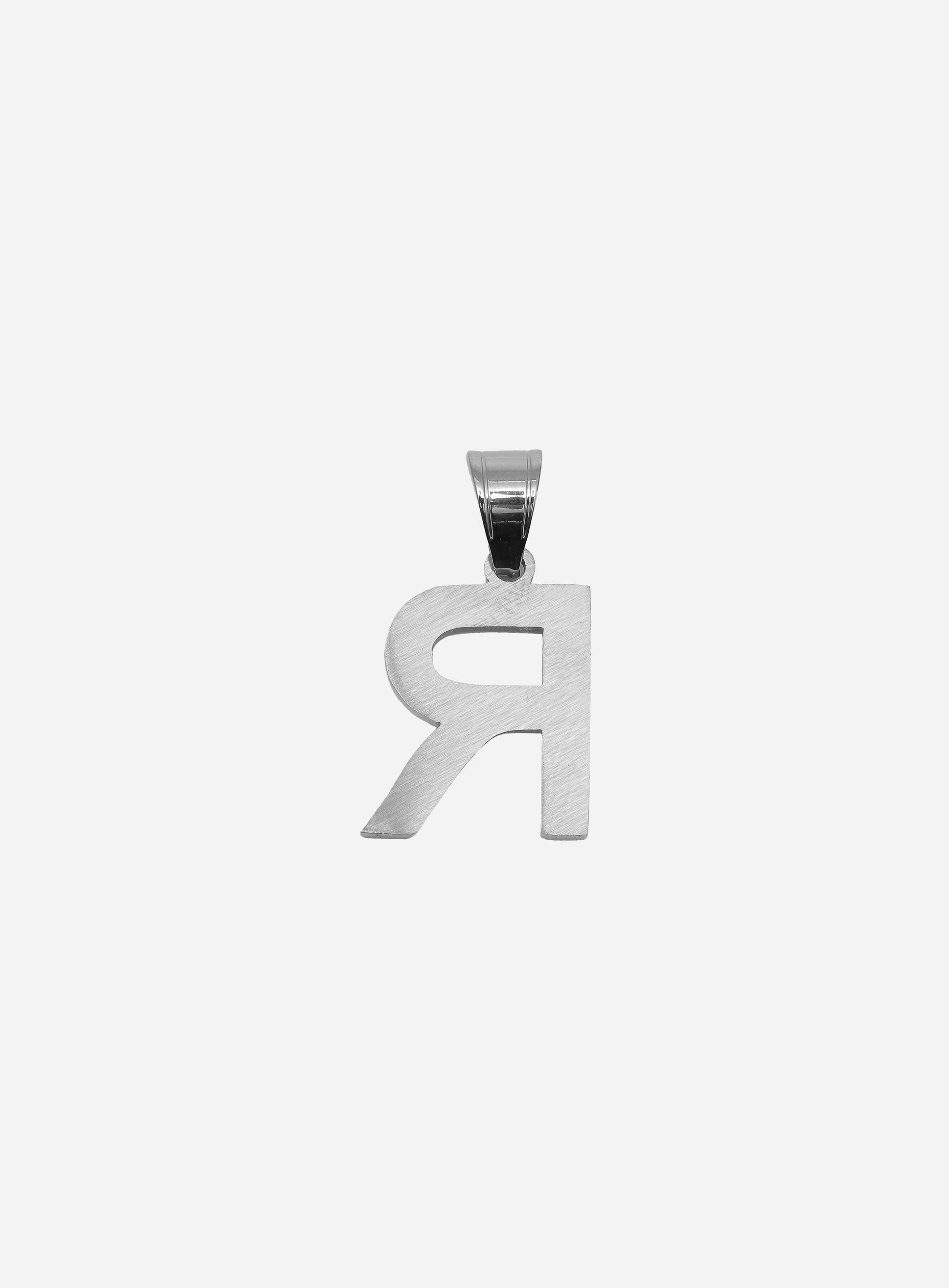 Gracias Dios Diamond Silver Letter R Pendant - Challenger Streetwear