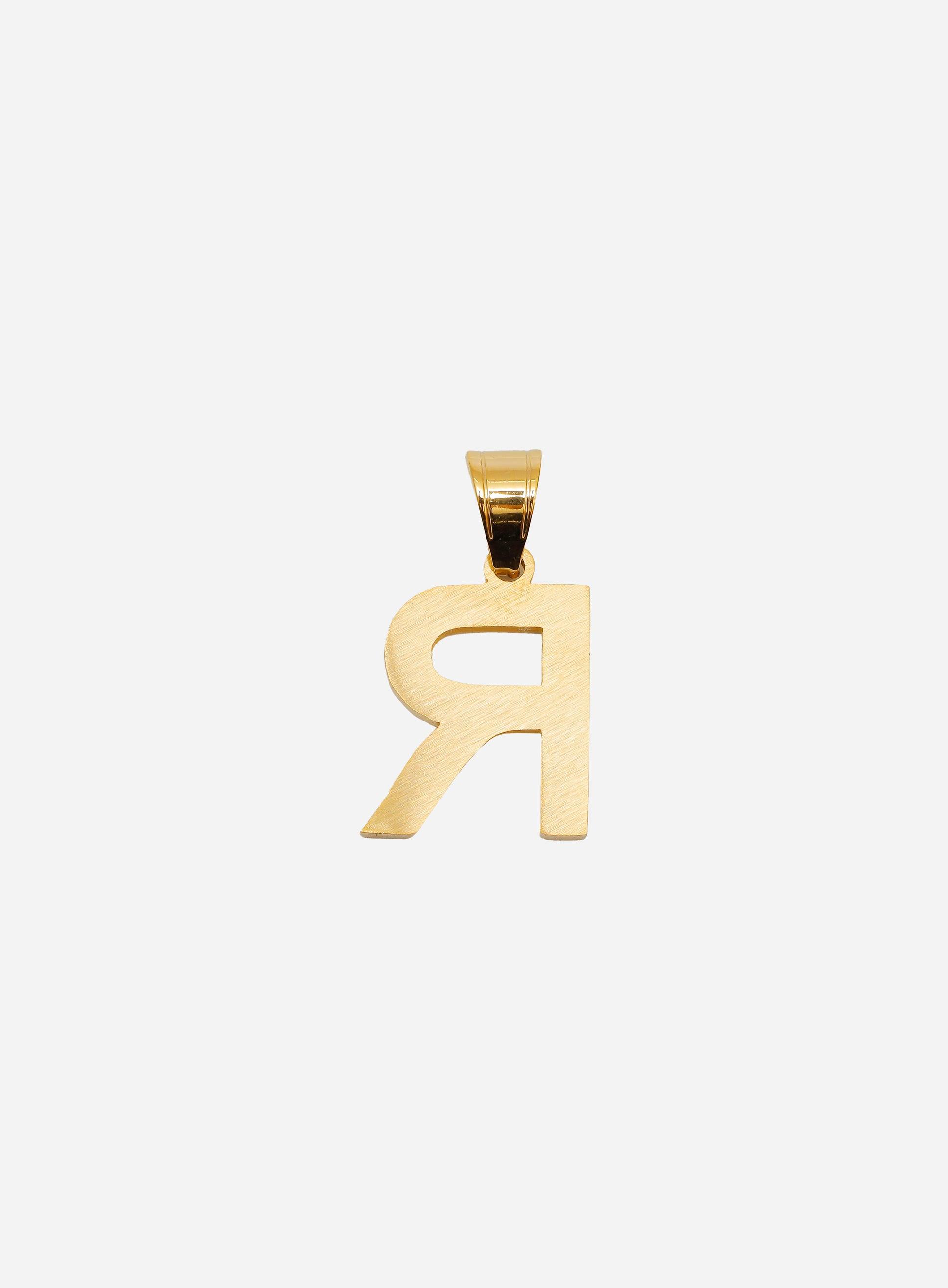 Gracias Dios Diamond Gold Letter R Pendant - Challenger Streetwear