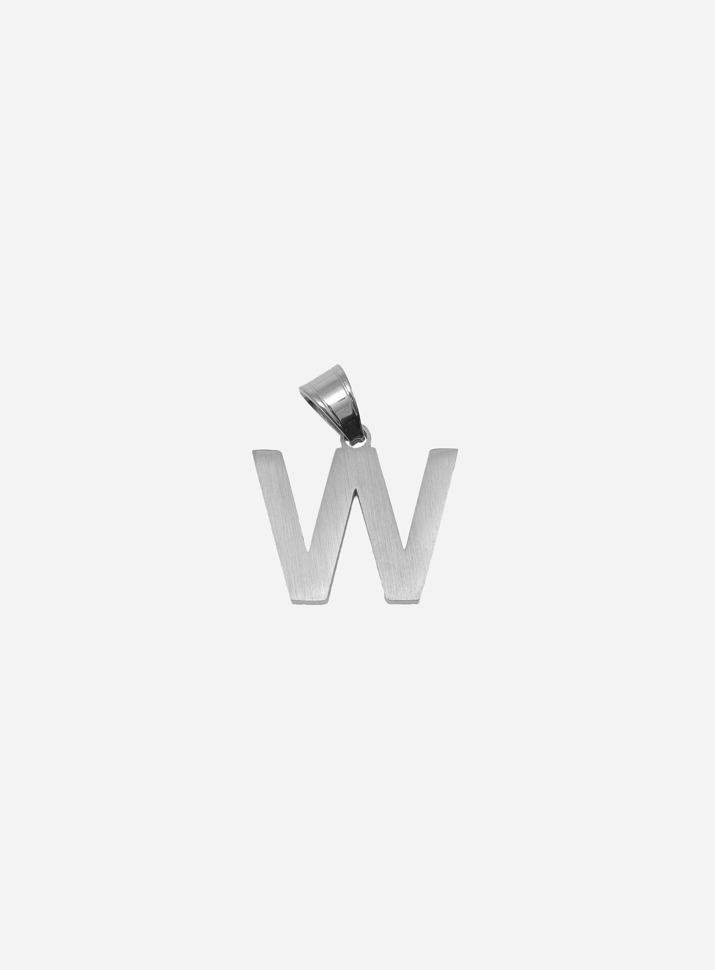 Gracias Dios Diamond Silver Letter W Pendant - Challenger Streetwear