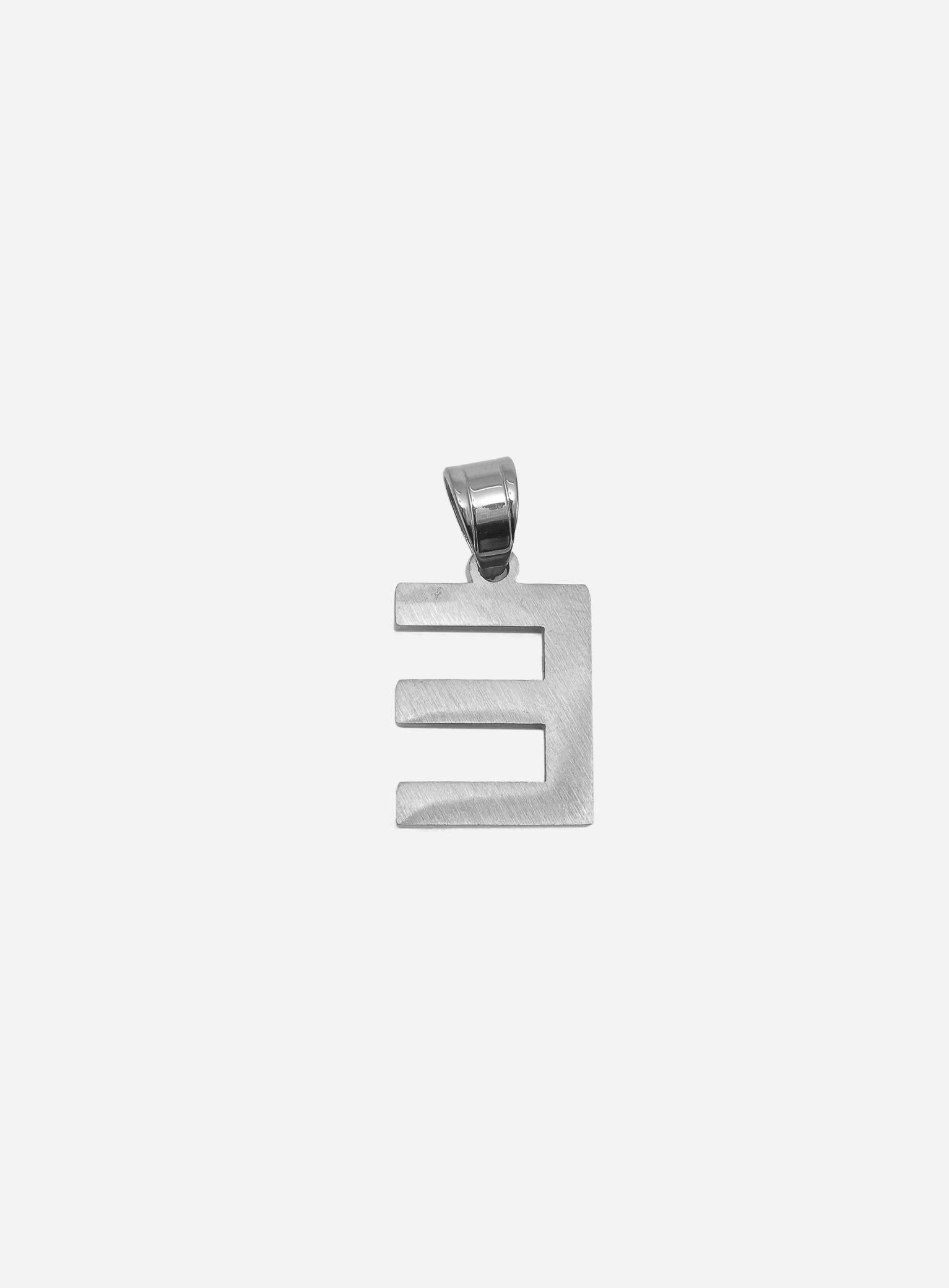 Gracias Dios Diamond Silver Letter E Pendant - Challenger Streetwear