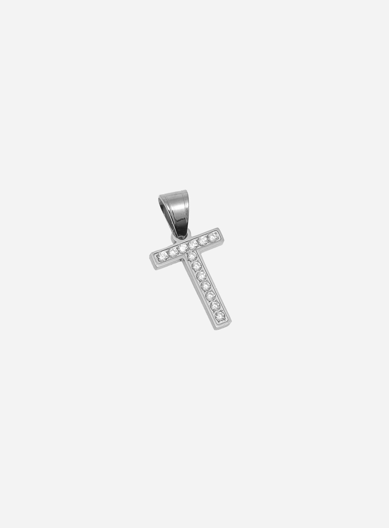 Gracias Dios Diamond Silver Letter T Pendant - Challenger Streetwear