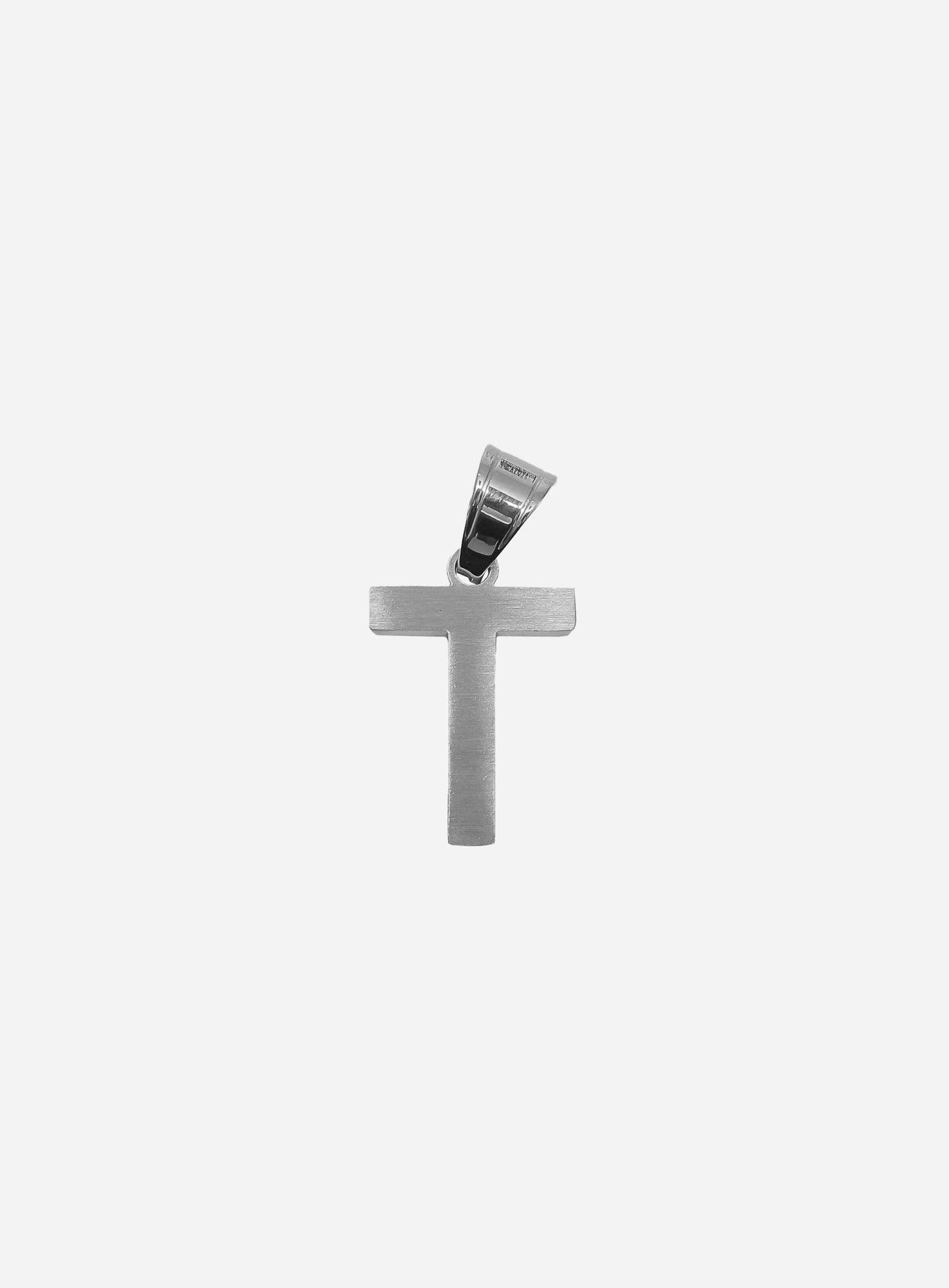 Gracias Dios Diamond Silver Letter T Pendant - Challenger Streetwear