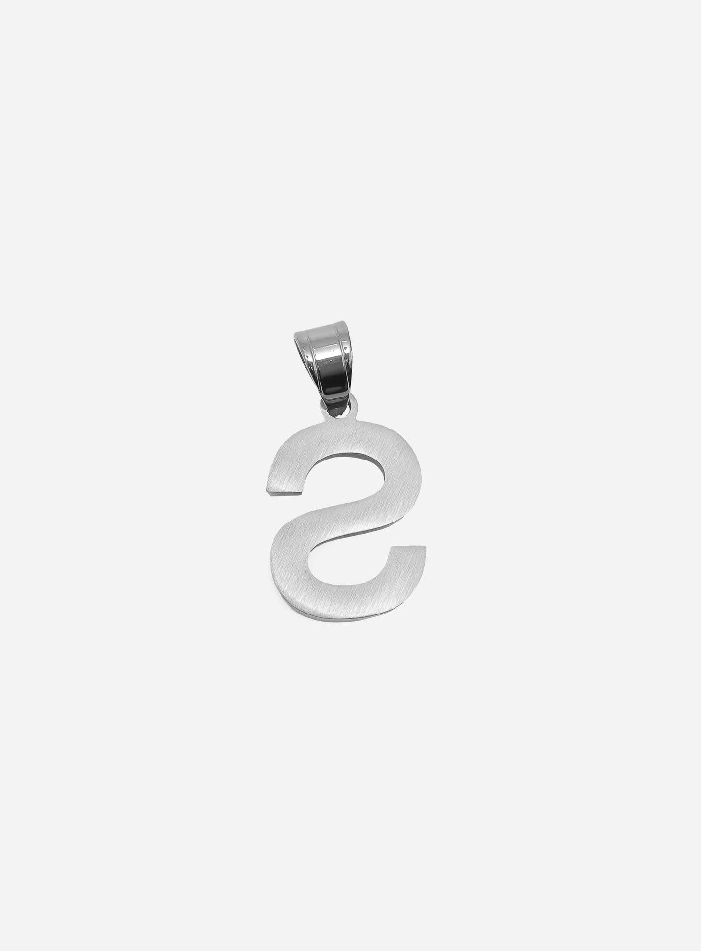 Gracias Dios Diamond Silver Letter S Pendant - Challenger Streetwear