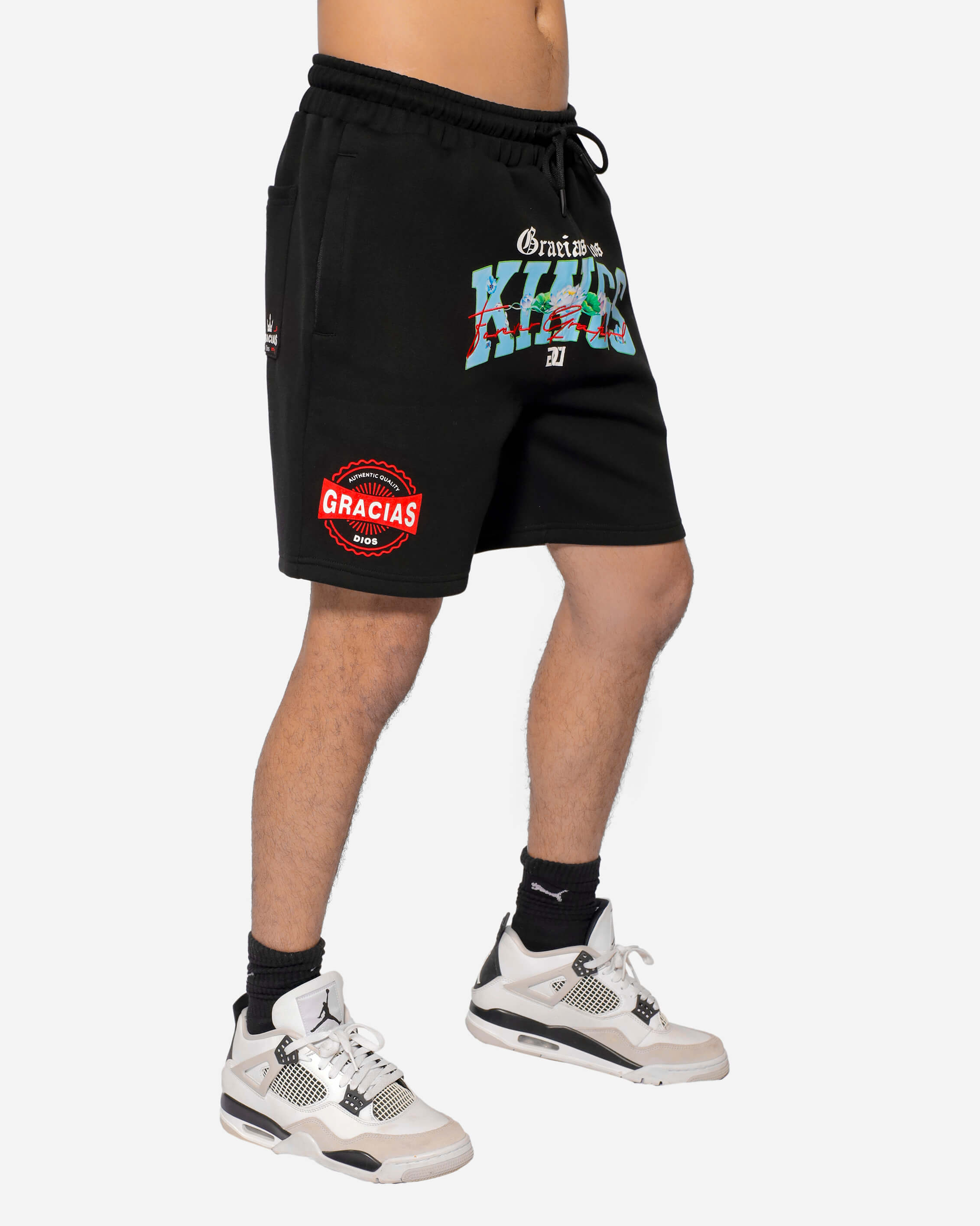 Kings Floral Shorts Black