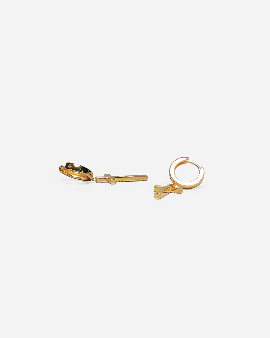 Beverly Cross Hoop Earrings Gold Plated