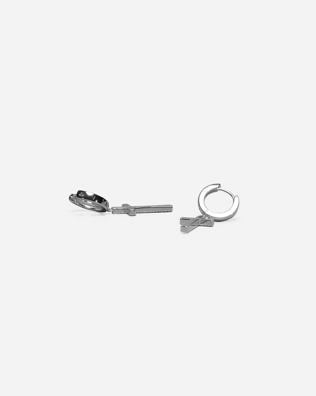 Beverly Cross Hoop Earrings Silver Plated