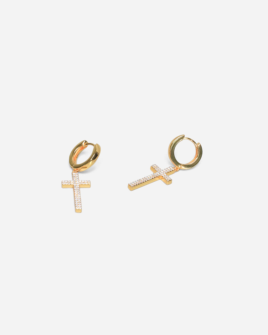 Beverly Cross Hoop Earrings Gold Plated