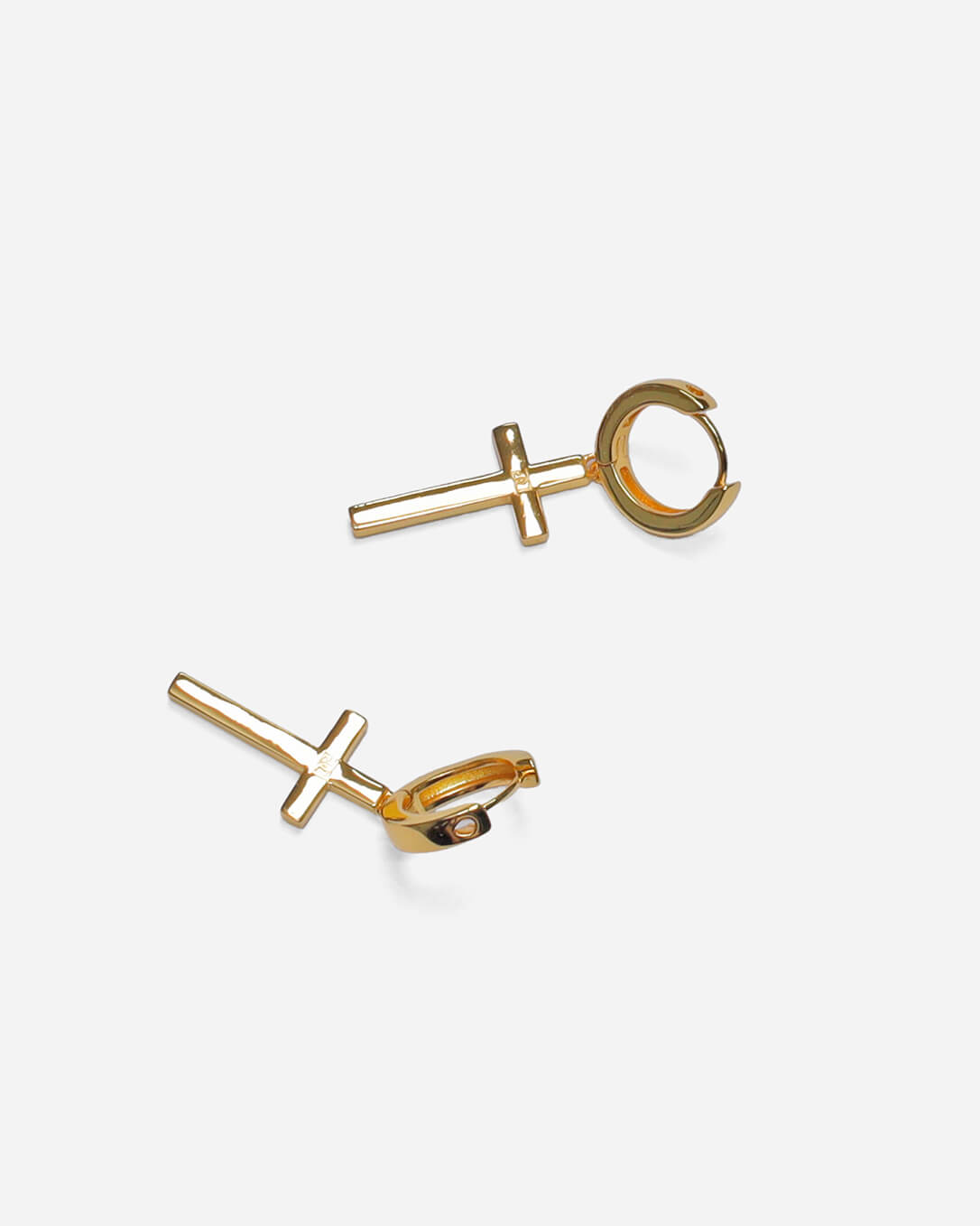 Beverly Cross Hoop Earrings Gold Plated