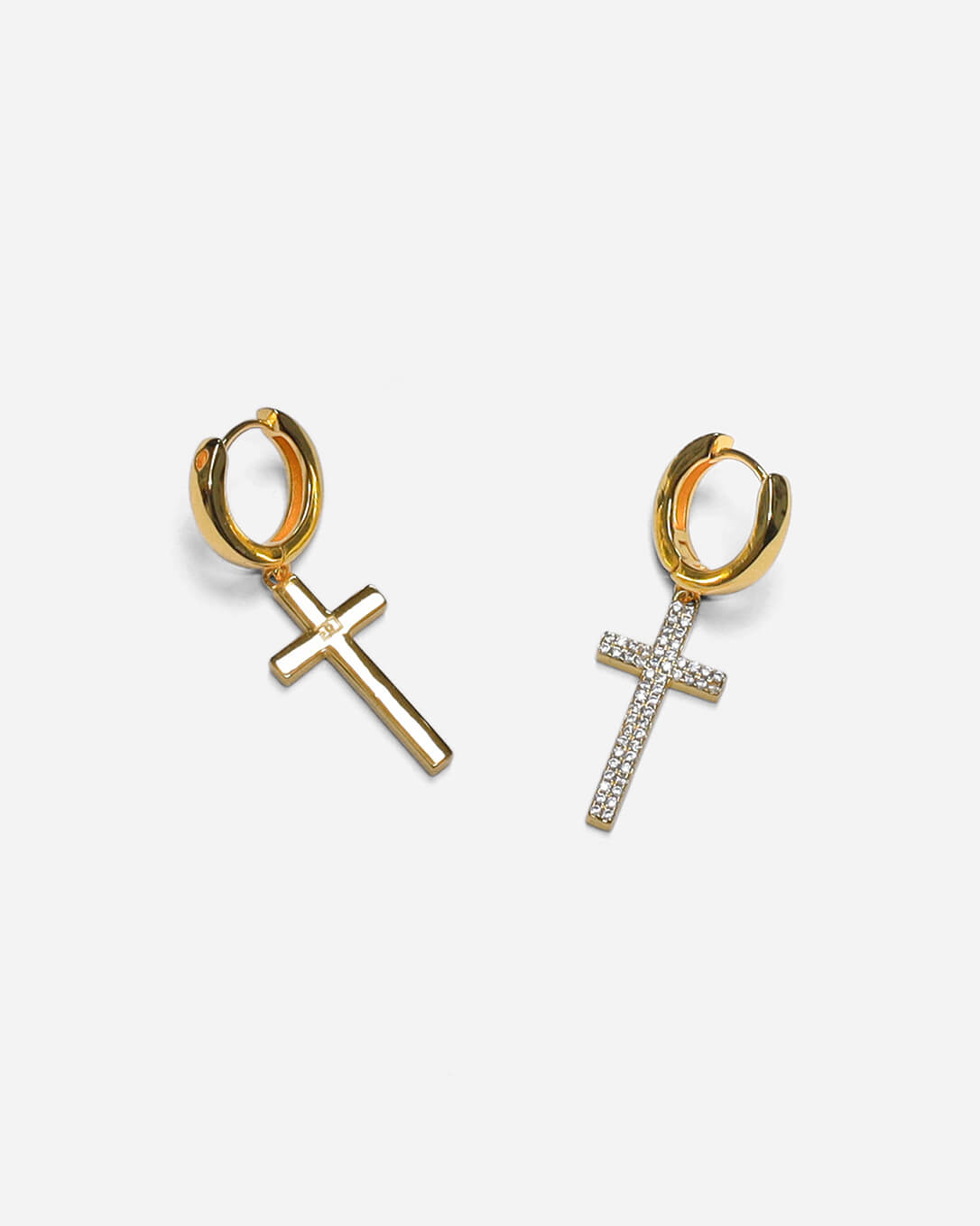 Beverly Cross Hoop Earrings Gold Plated