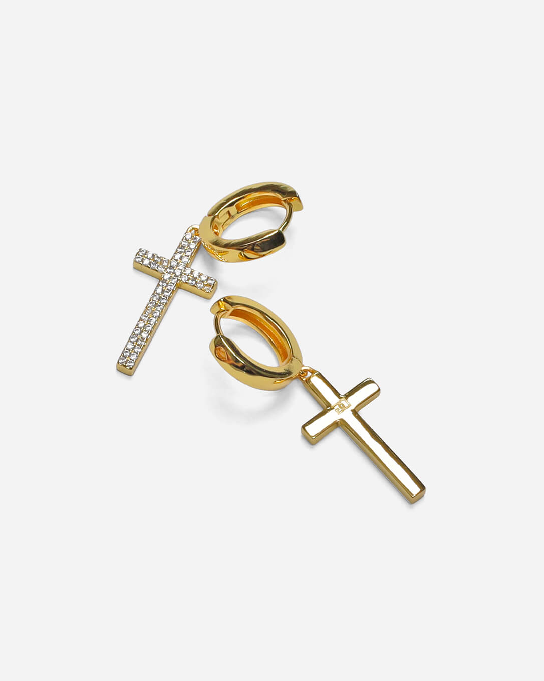 Beverly Cross Hoop Earrings Gold Plated