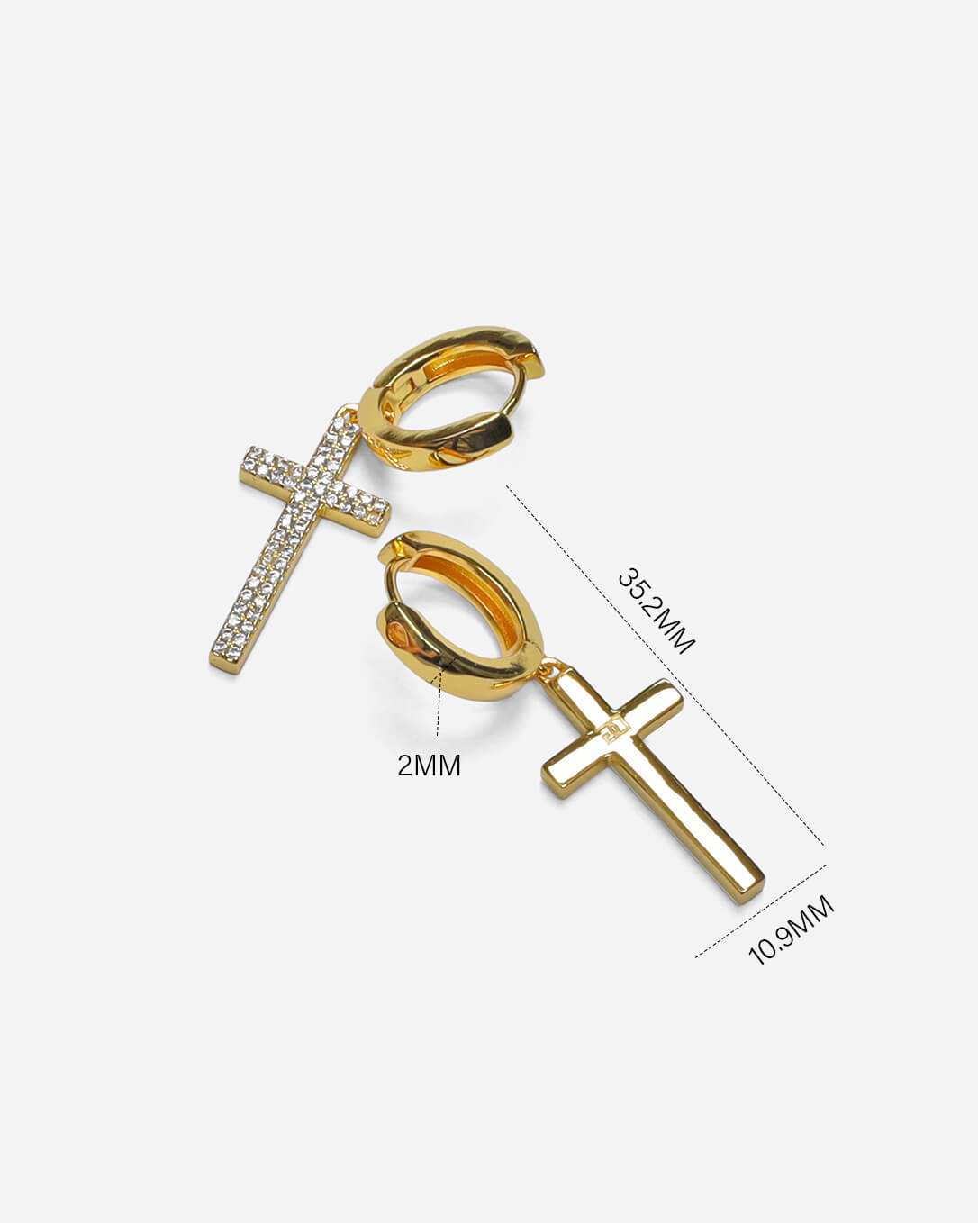 Beverly Cross Hoop Earrings Gold Plated
