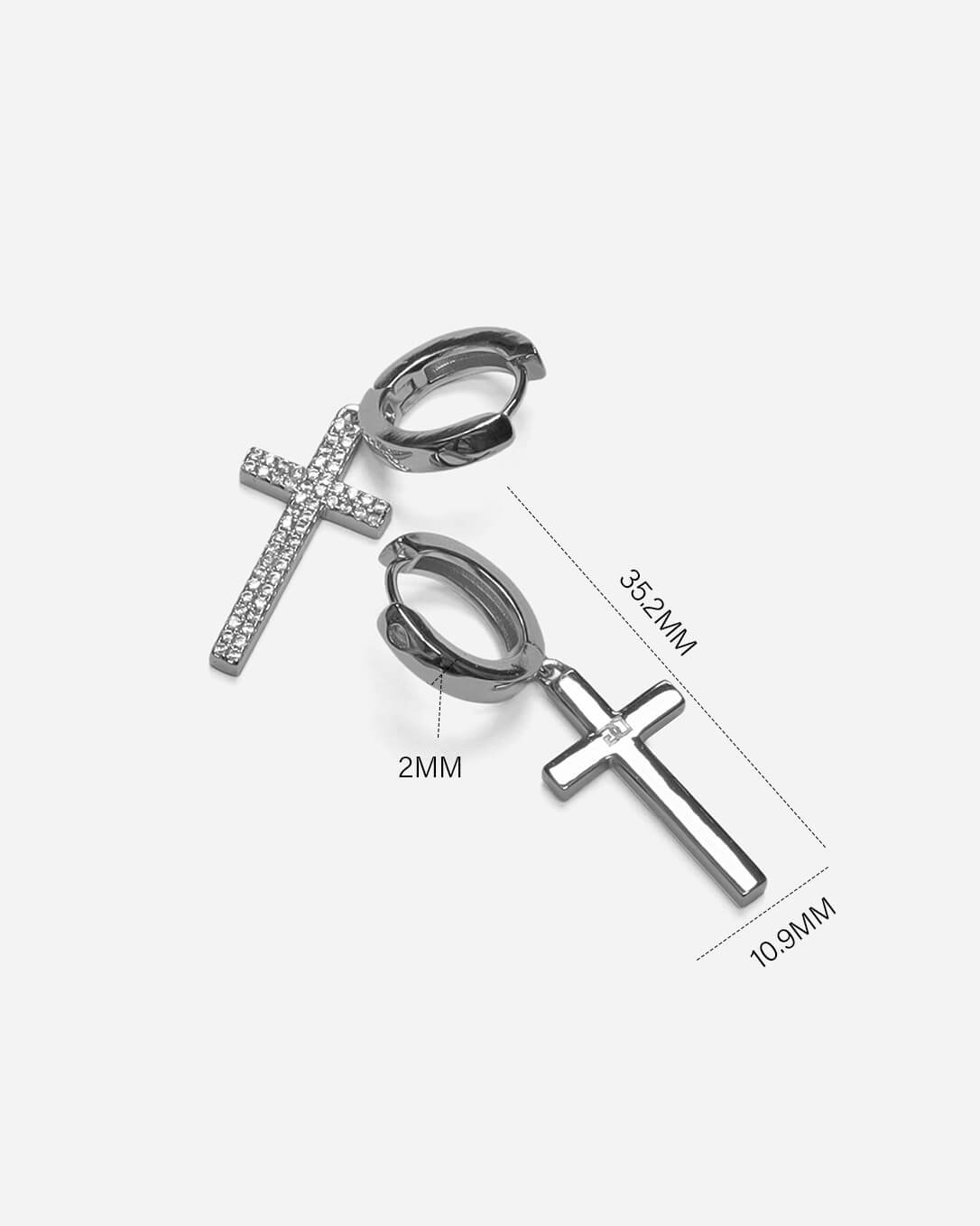 Beverly Cross Hoop Earrings Silver Plated