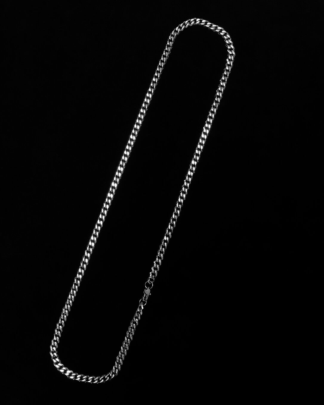 GD Cuban Stainless-Steel Chain 5.5mmx60cm White Gold Plated