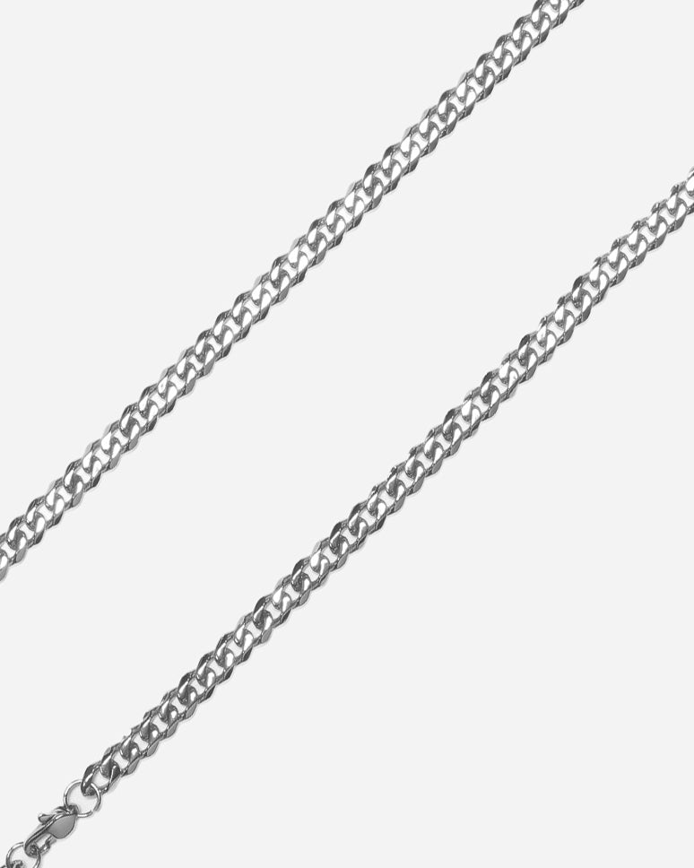 GD Cuban Stainless-Steel Chain 5.5mmx60cm White Gold Plated