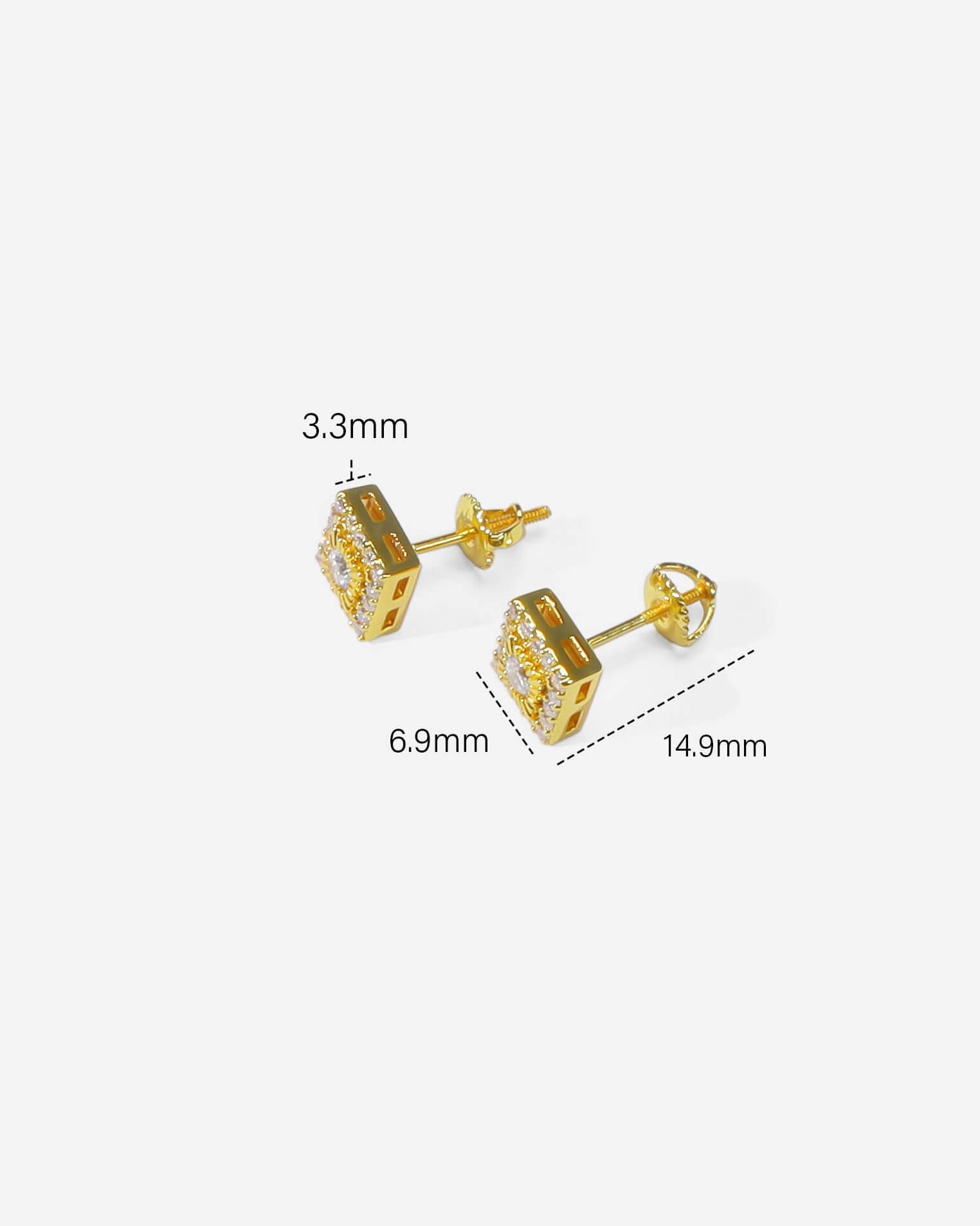 Radiant Square Moissanite Earrings With Premium Gold Plating