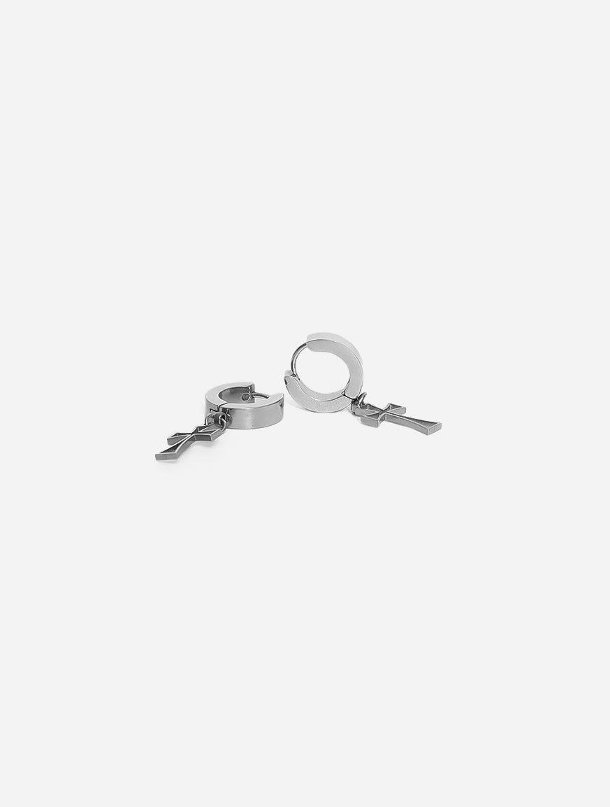 Gracias Dios Framed cross Stainless hoops earrings - Challenger Streetwear