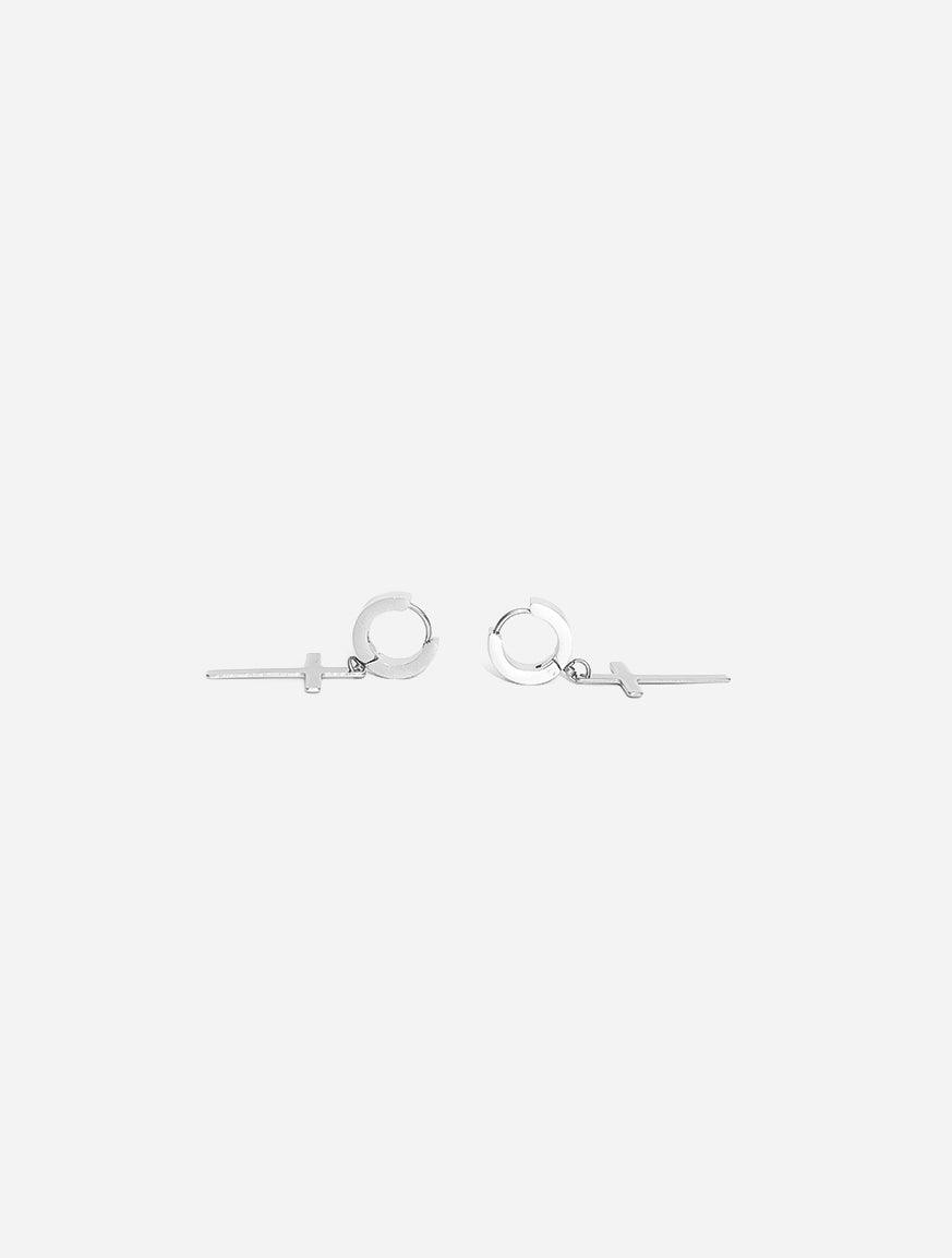 Gracias Dios GD Classic Long Cross Silver Earrings - Challenger Streetwear