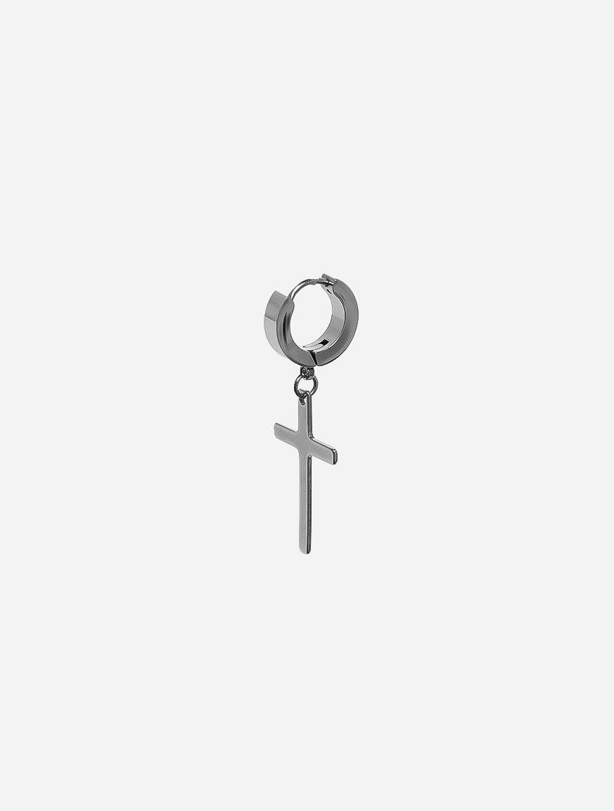 Gracias Dios GD Classic Long Cross Silver Earrings - Challenger Streetwear