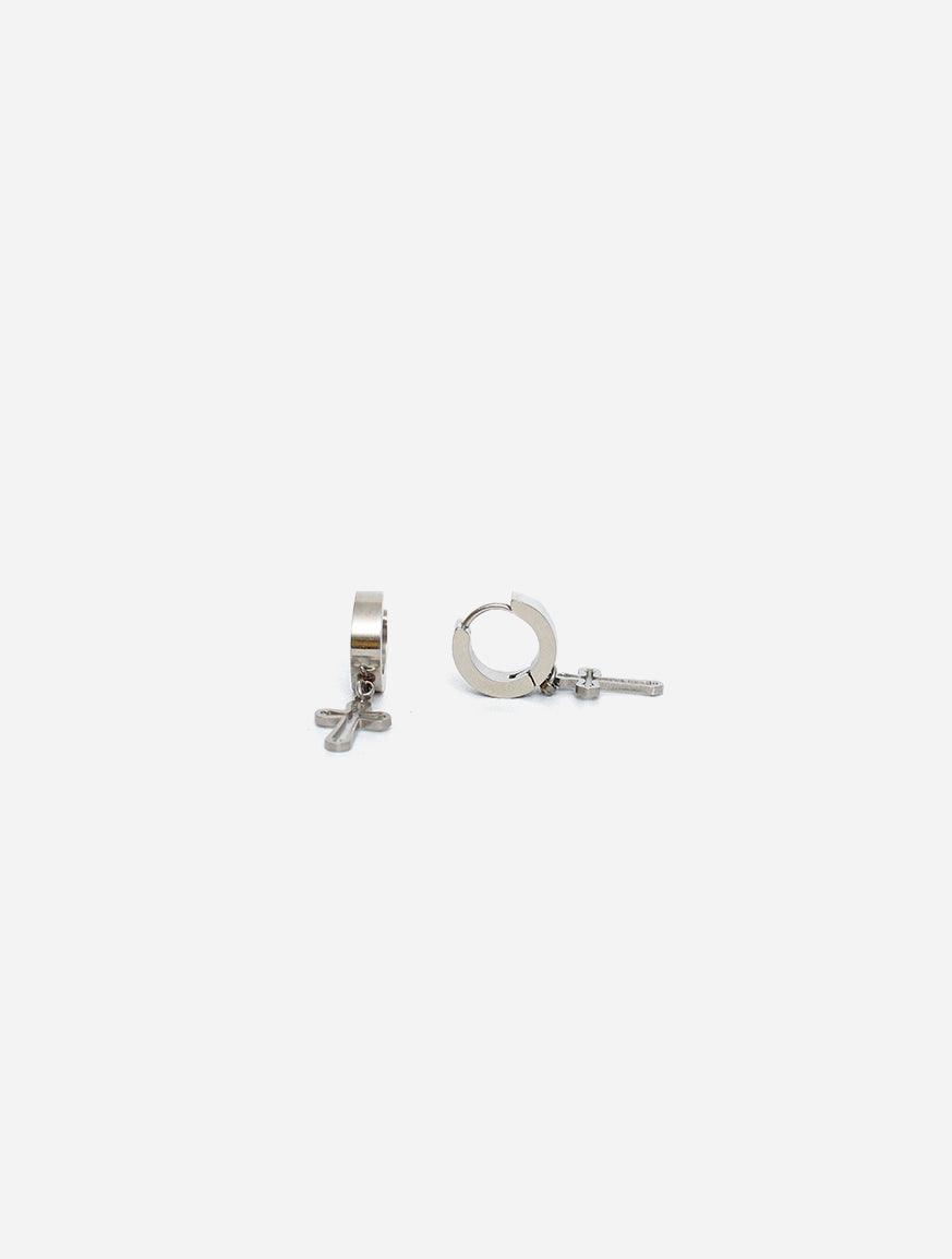 Gracias Dios GD Cut Out Silver Cross Earring - Challenger Streetwear