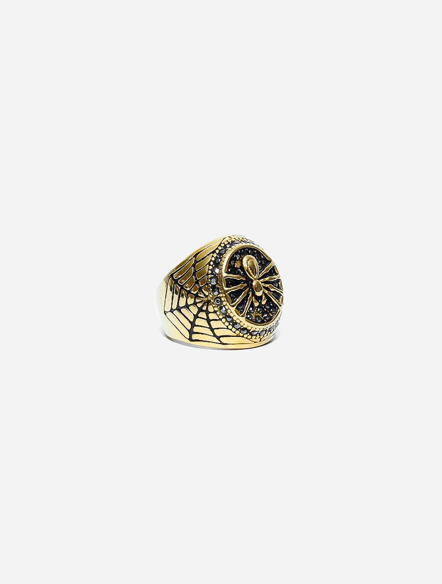 Gracias Dios Spider black Zircon Ring - Challenger Streetwear