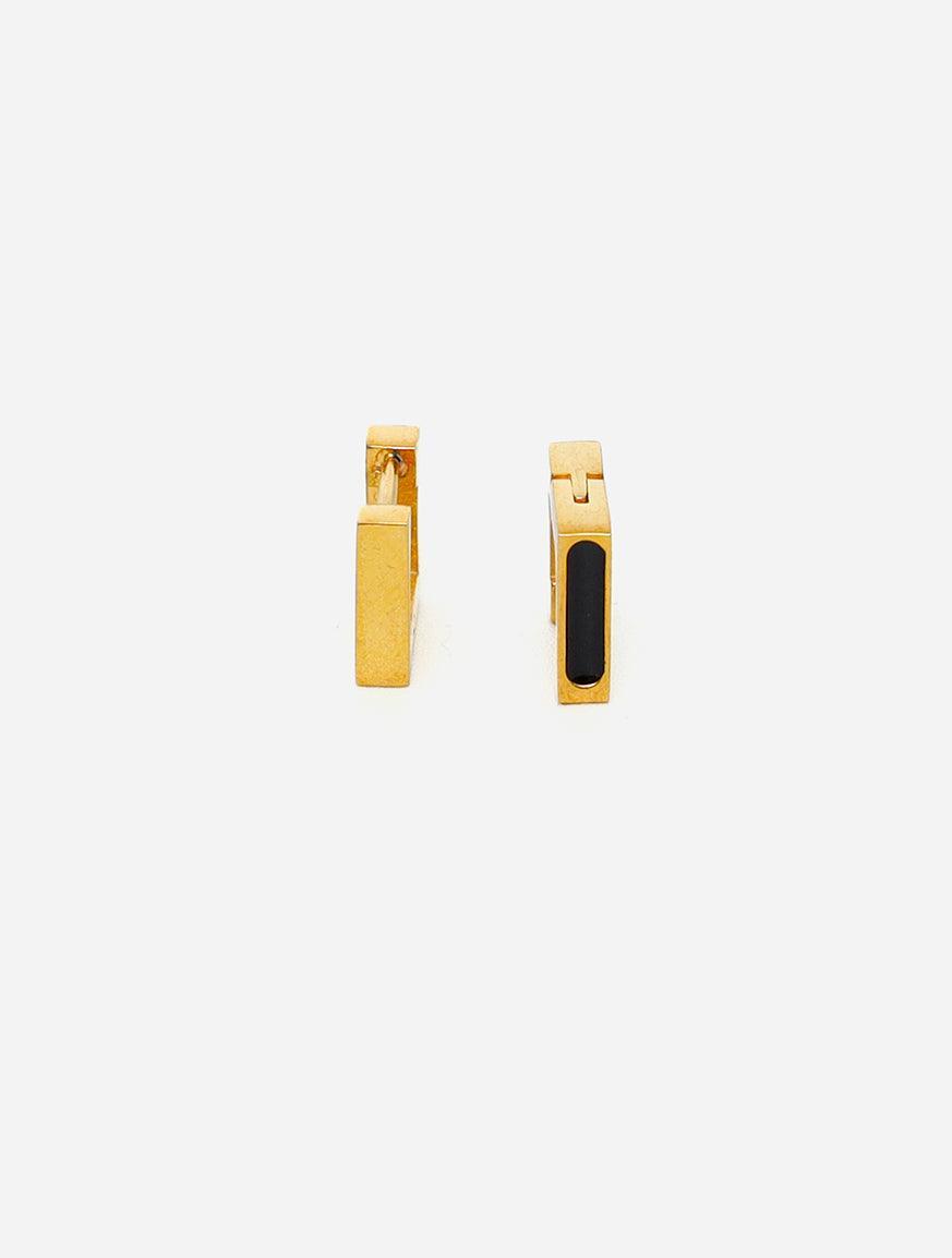 Gracias Dios Squre Shape Earrings Black /Gold - Challenger Streetwear