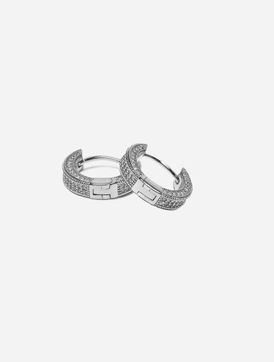 Gracias Dios 3D Hoop Earring CZ Micro Pave - Challenger Streetwear