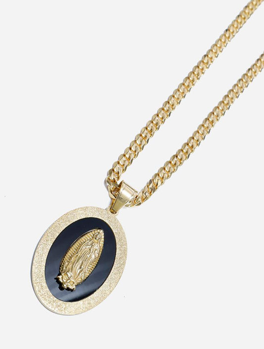 Gracias Dios Christian Gold Virgin Mary Pendant - Challenger Streetwear