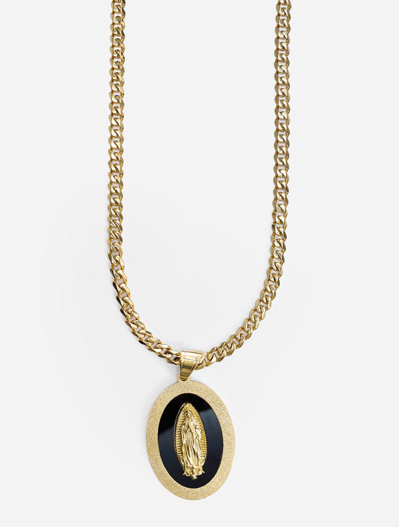 Gracias Dios Christian Gold Virgin Mary Pendant - Challenger Streetwear