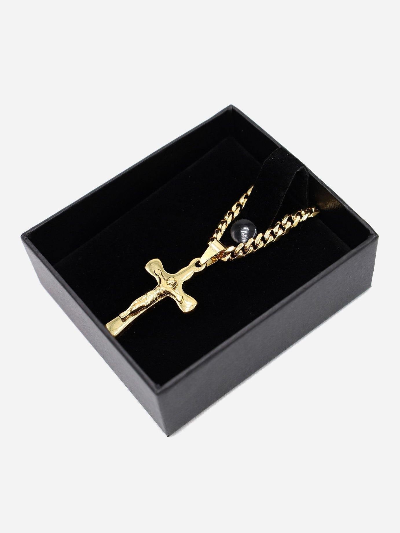 Gracias Dios Classic Fancy Curved Cross Pendant - Challenger Streetwear