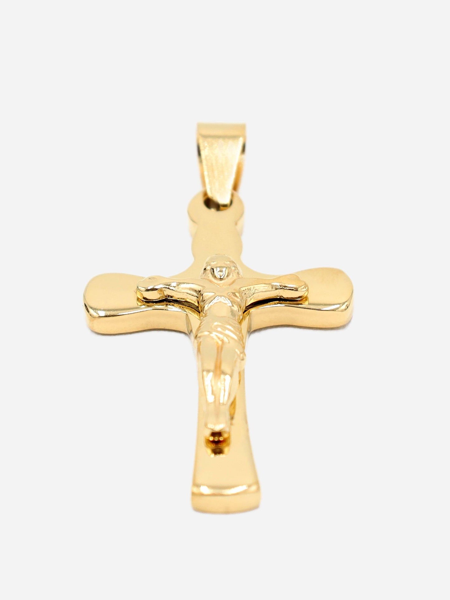 Gracias Dios Classic Fancy Curved Cross Pendant - Challenger Streetwear