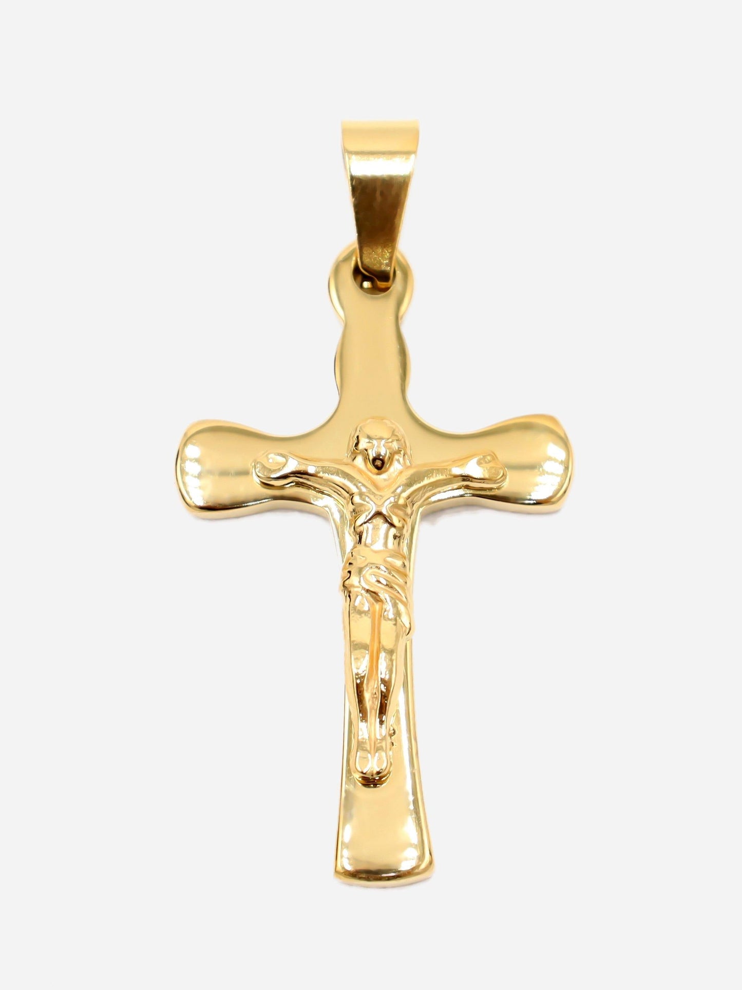 Gracias Dios Classic Fancy Curved Cross Pendant - Challenger Streetwear