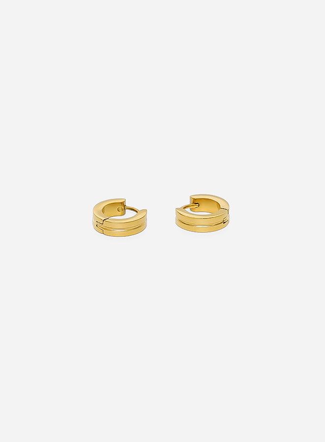 Gracias Dios Classic Stripe  Gold Tone  Hoops Earrings - Challenger Streetwear