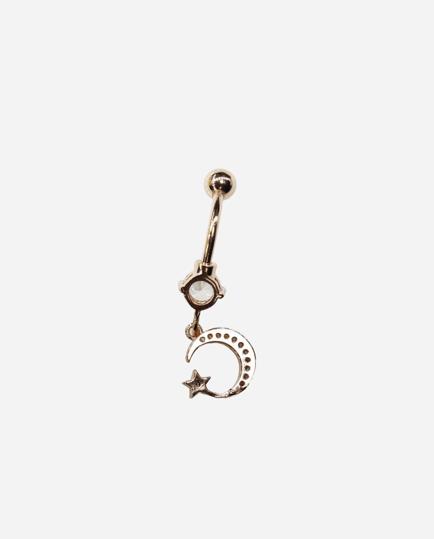 Gracias Dios Crescent Moon Star Dangle Belly Ring - Challenger Streetwear