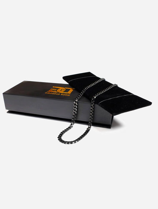 Gracias Dios Cuban Link Black Stainless Steel Necklace - Challenger Streetwear