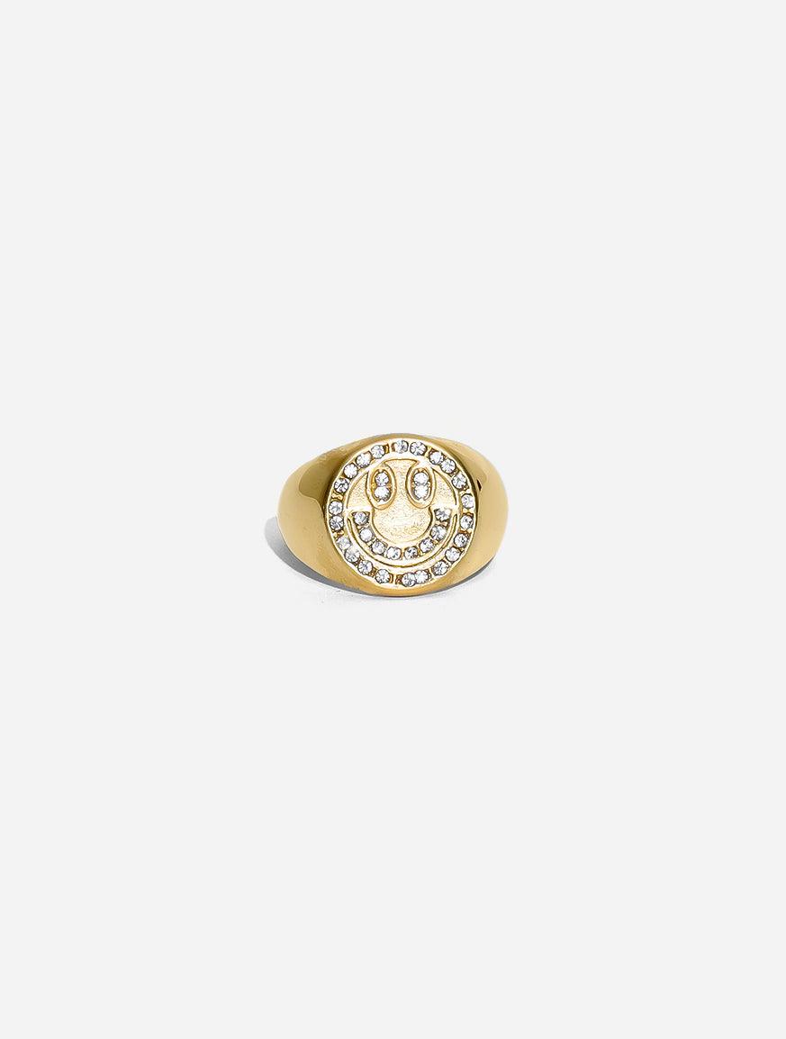 Gracias Dios Cubic Zircon Happy Face Ring - Challenger Streetwear