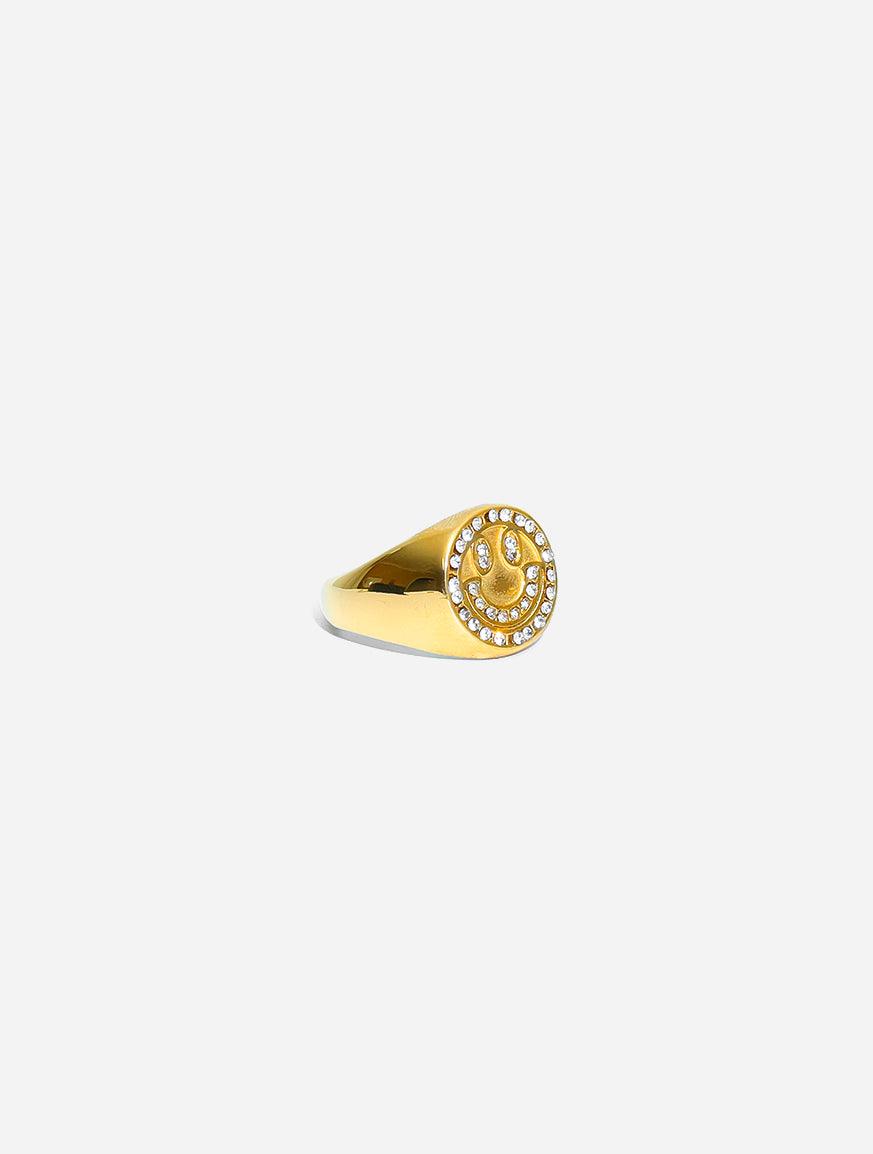 Gracias Dios Cubic Zircon Happy Face Ring - Challenger Streetwear