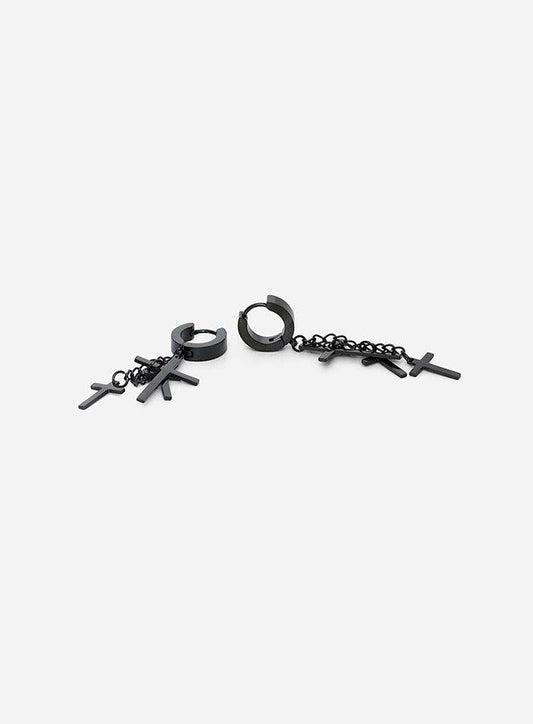 Gracias Dios Dangling Cross Huggie Hinged Earring - Challenger Streetwear