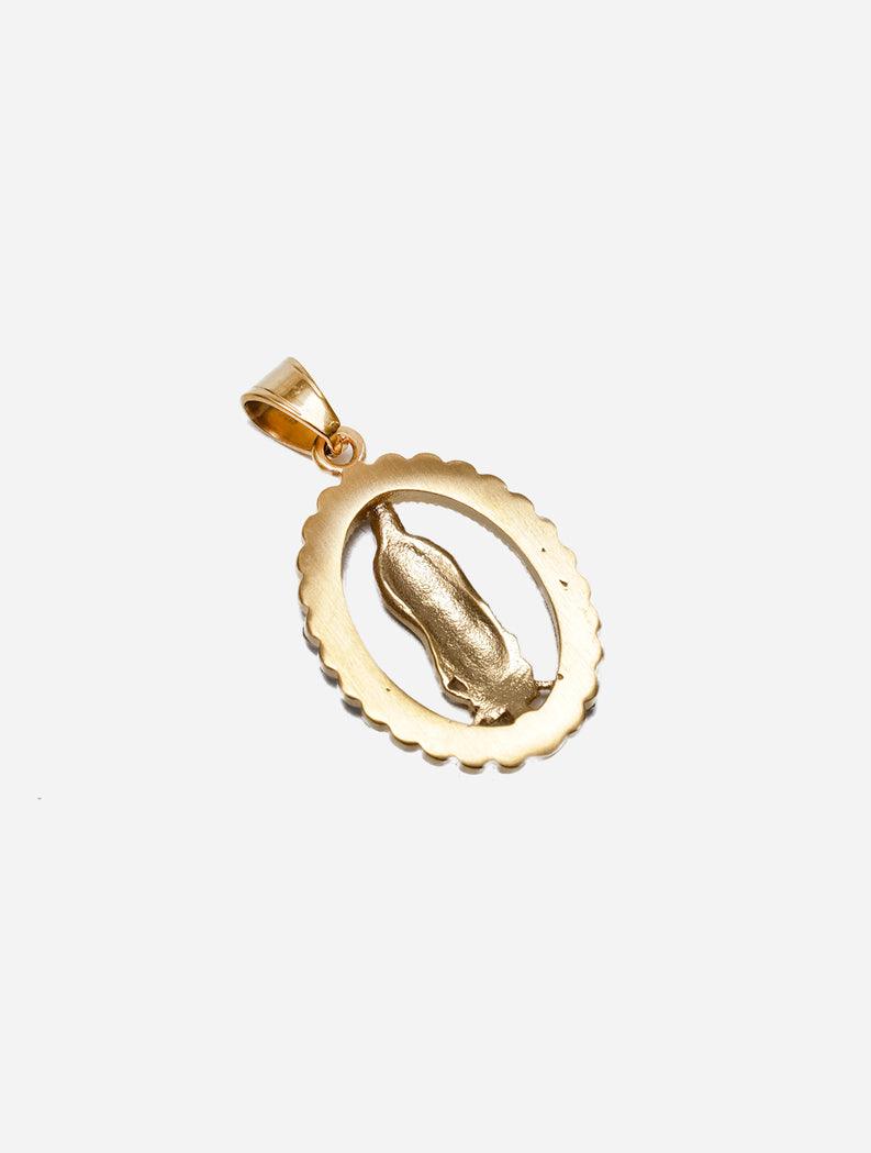 Gracias Dios Diamond Gold Virgin Mary Pendant - Challenger Streetwear