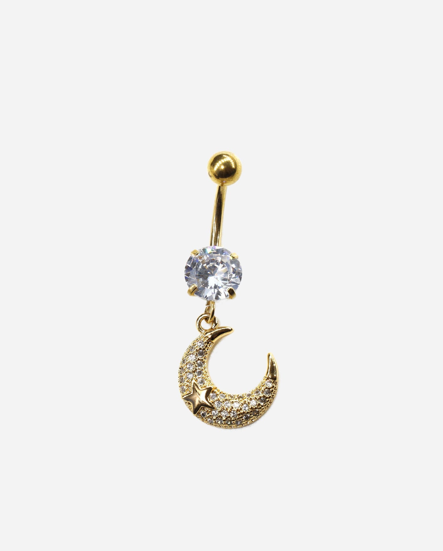 Gracias Dios Diamond Moon Dangle Belly Ring - Challenger Streetwear