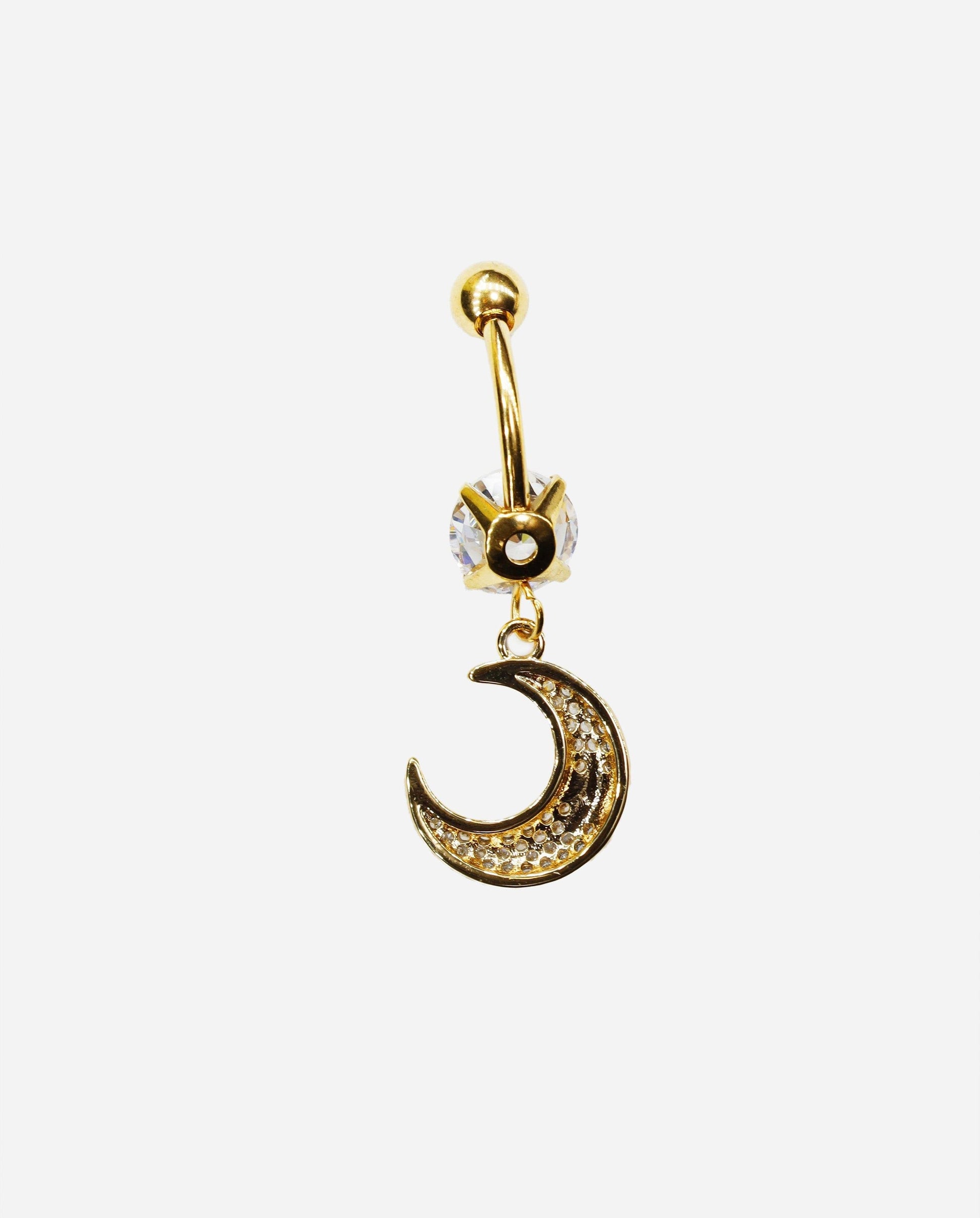 Gracias Dios Diamond Moon Dangle Belly Ring - Challenger Streetwear