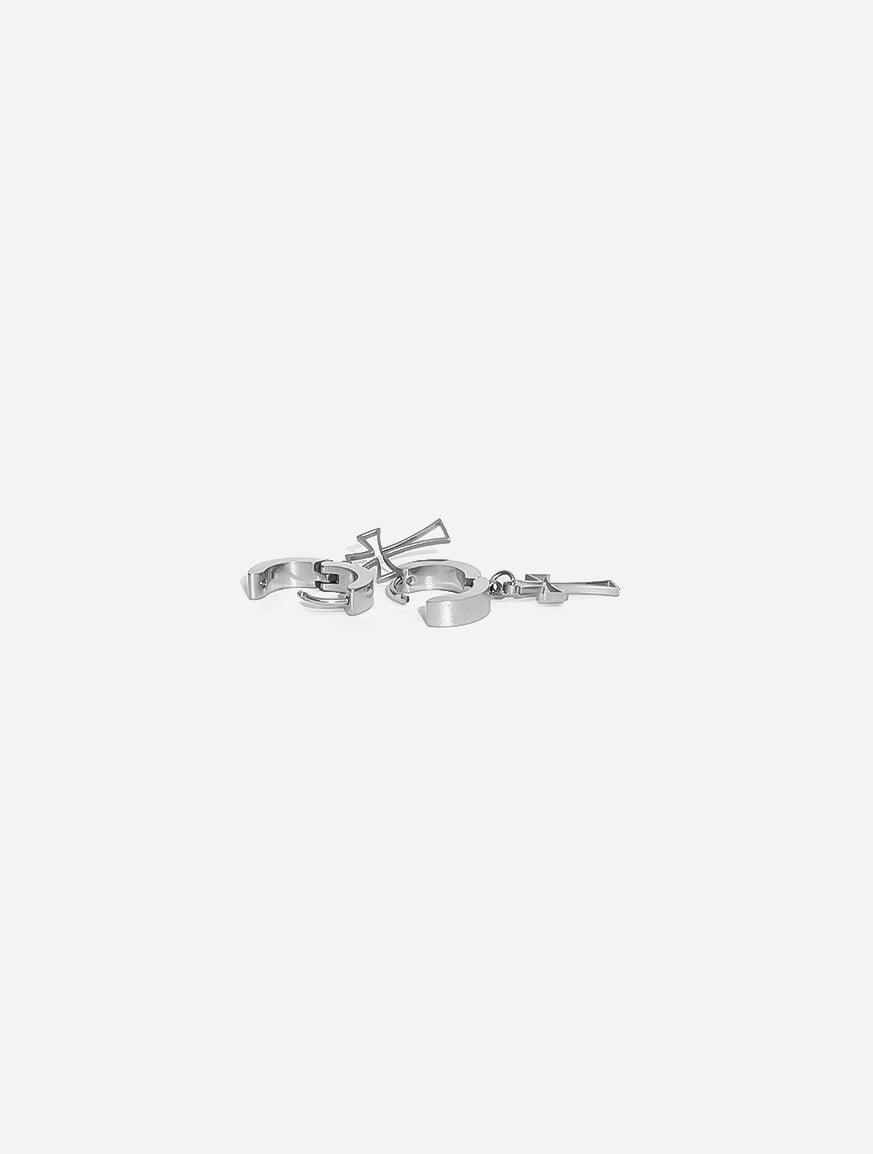 Gracias Dios Framed cross Stainless  hoops earrings - Challenger Streetwear