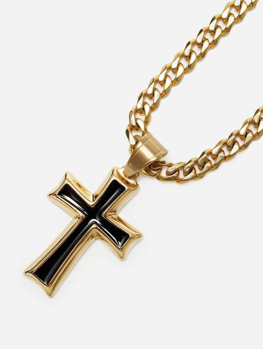 Gracias Dios GD Black and Gold Cross Pendant - Challenger Streetwear