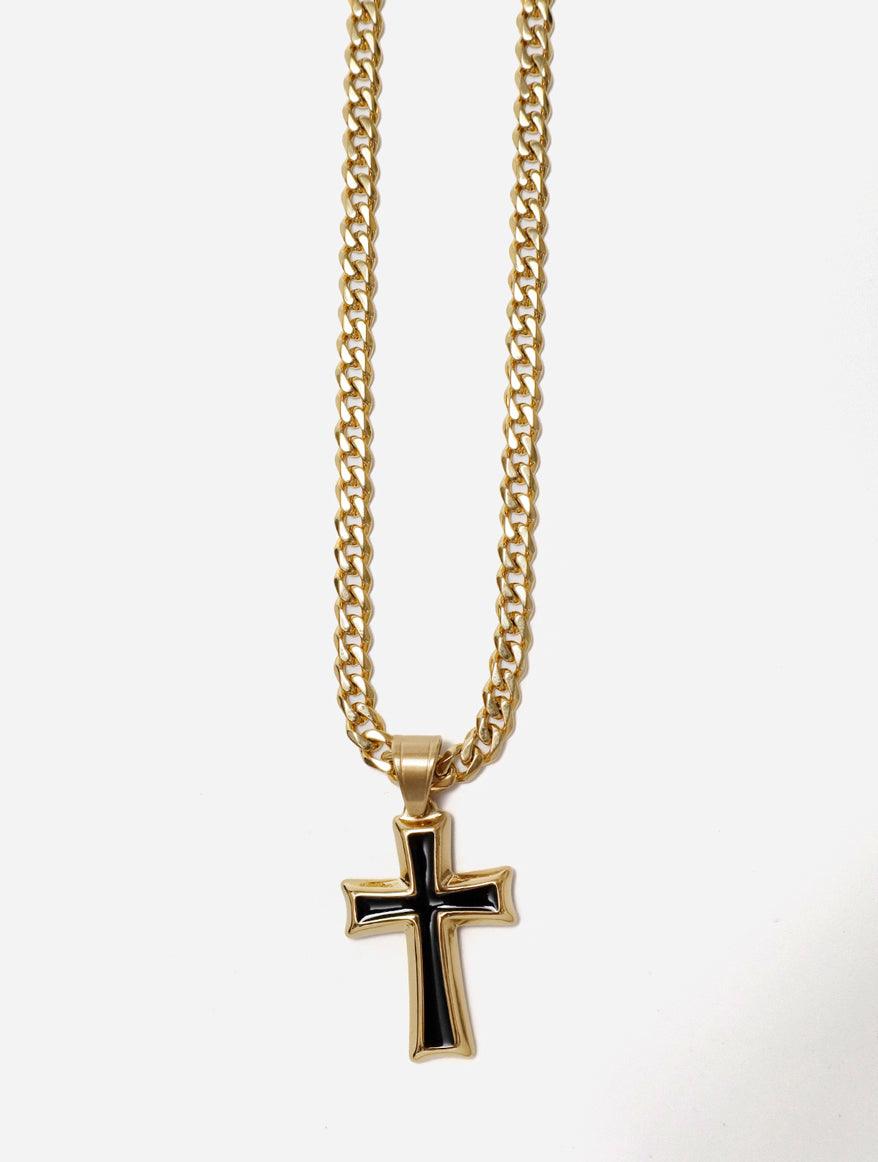 Gracias Dios GD Black and Gold Cross Pendant - Challenger Streetwear