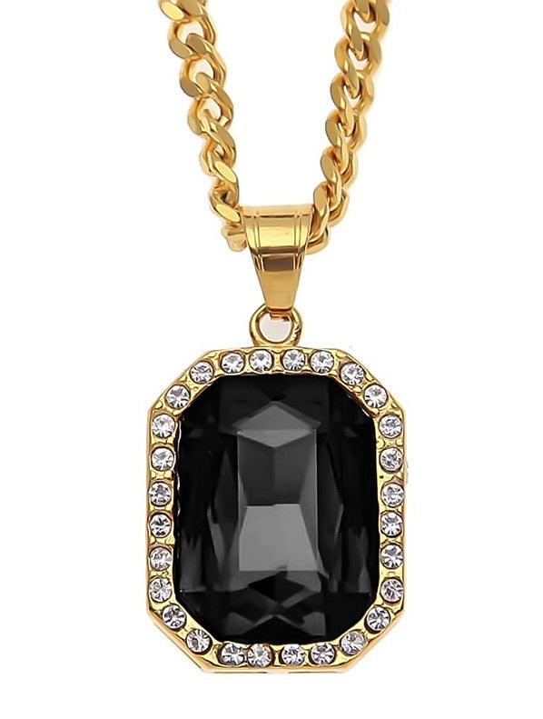 Gracias Dios GD Black Rhinestone Diamante Pendant - Challenger Streetwear