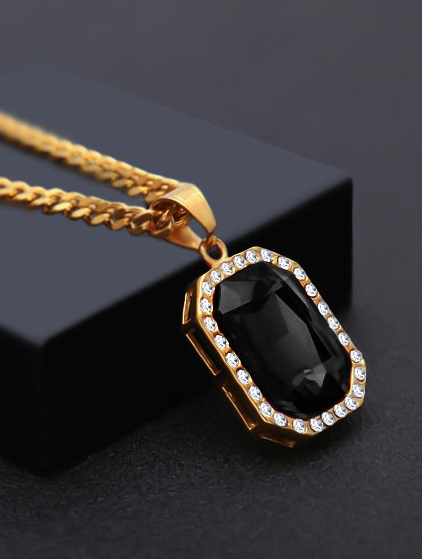 Gracias Dios GD Black Rhinestone Diamante Pendant - Challenger Streetwear