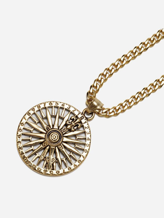 Gracias Dios GD Gold Compass Pendant - Challenger Streetwear