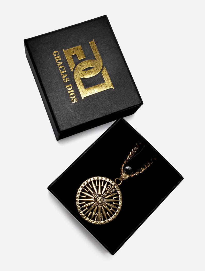 Gracias Dios GD Gold Compass Pendant - Challenger Streetwear