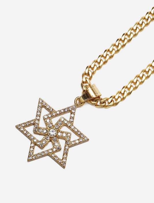 Gracias Dios GD Gold Diamante Star Of David Pendant - Challenger Streetwear