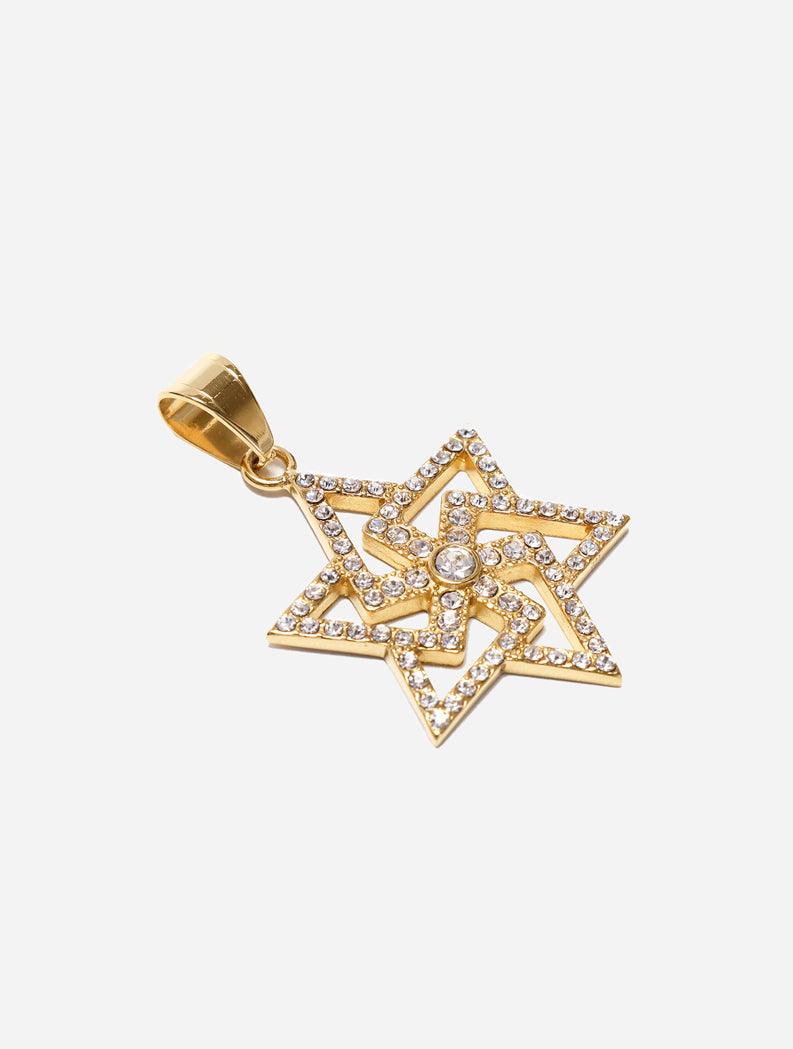 Gracias Dios GD Gold Diamante Star Of David Pendant - Challenger Streetwear