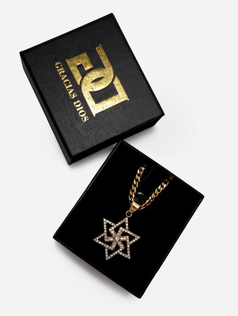 Gracias Dios GD Gold Diamante Star Of David Pendant - Challenger Streetwear